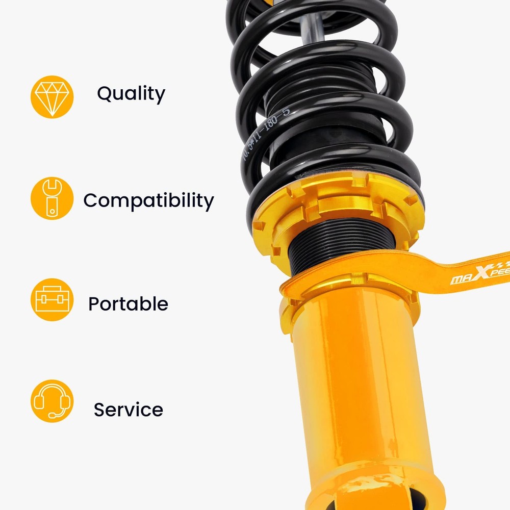 2 PCS Universal C Spanner Hook Wrench Set Coilover Spring Tool Steel Yellow