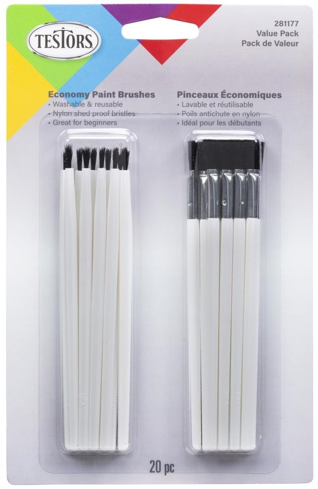 Testors Economy Paintbrushes 20/Pkg - 020066248314