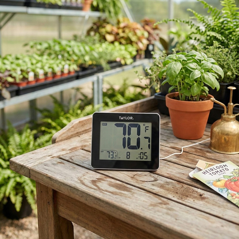 Wired Digital Indoor Outdoor Thermometer with LED Display, Wired Probe Sensor fo