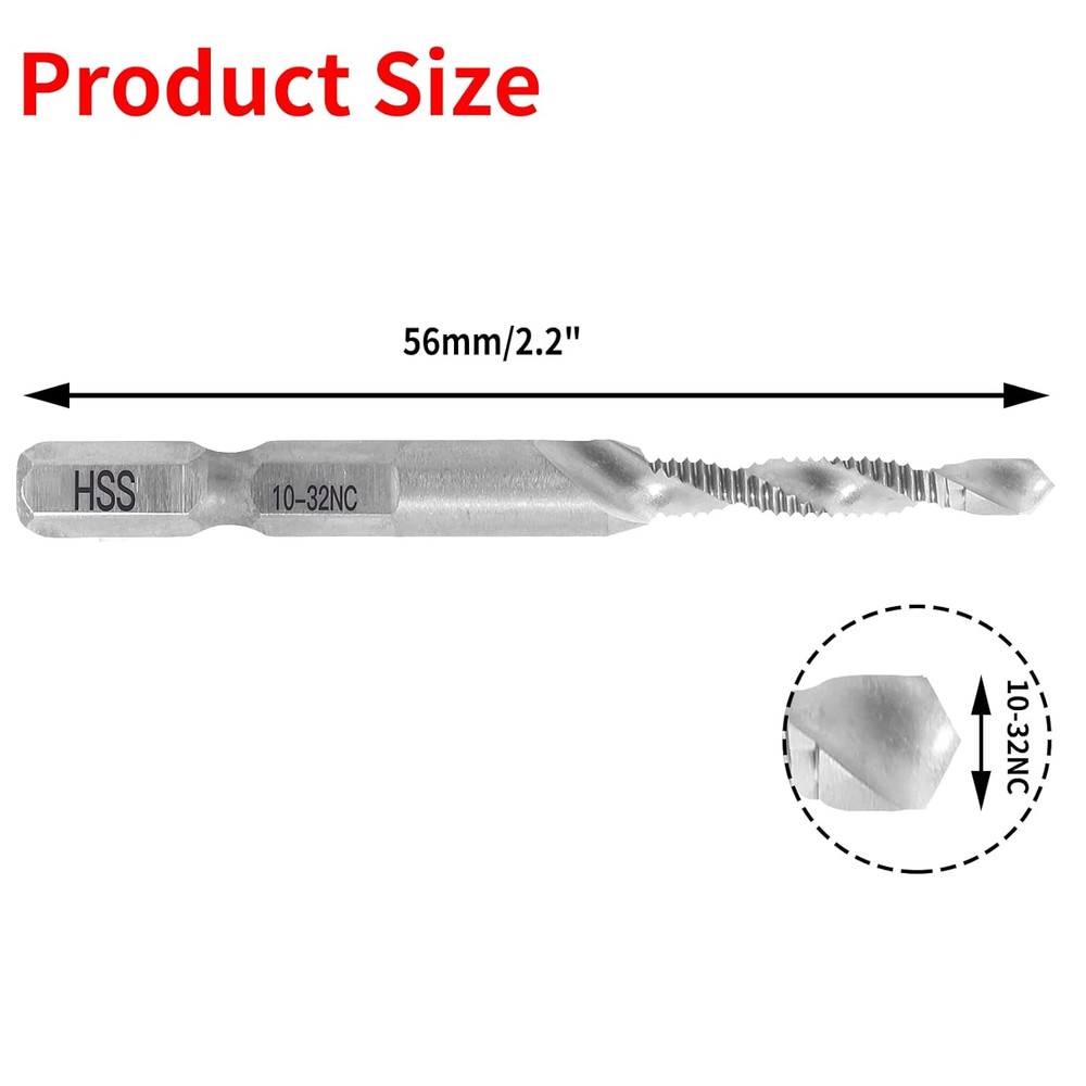 2 Pcs 10-32NC Combination Tap and Drill Bit, Multi Use 2 10-32