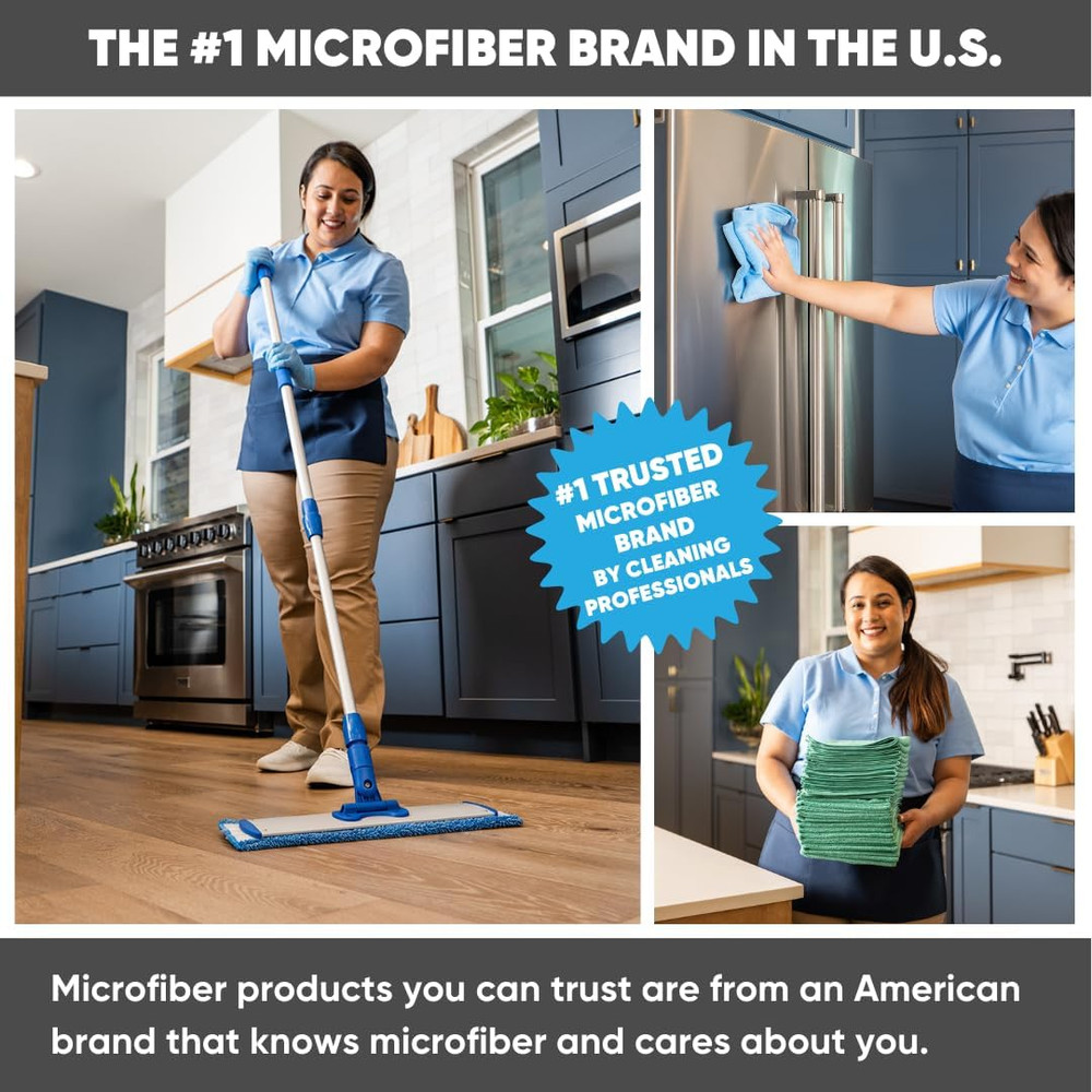 18 Inch Microfiber Mop Pads - Machine Washable, Reusable, Refills & Replacement