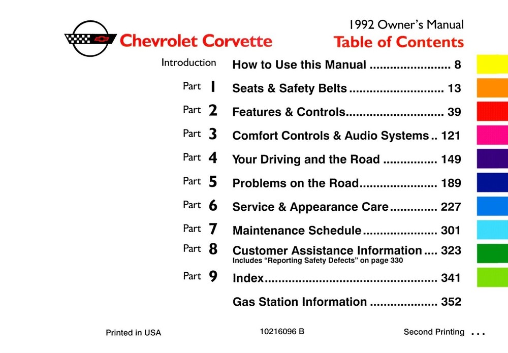 1992 Corvette Owner's Manual - COLOR