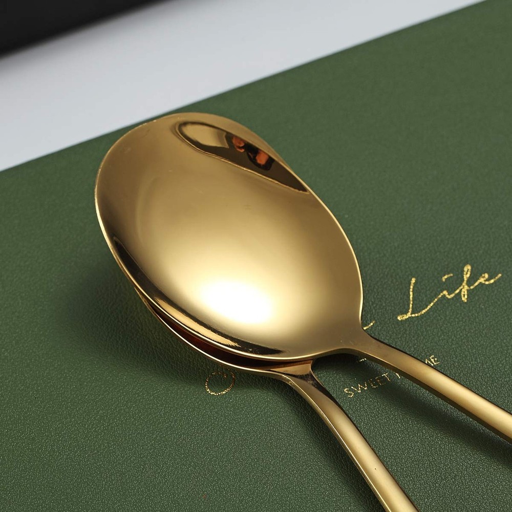 Gold Serving Spoons 4 Pieces, Kyraton Titanium Plating Serving Spoon, Include...