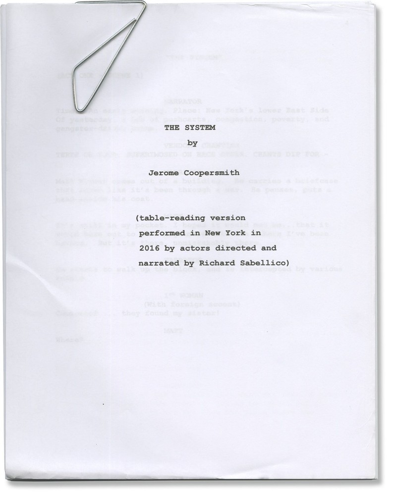 Jerome Coopersmith THE SYSTEM Original script for an unproduced play #169942