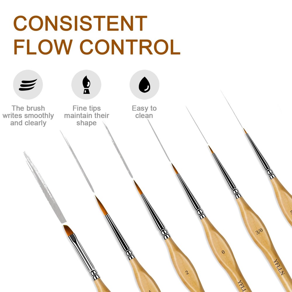 6Pcs Miniature Paint Brushes Set with Triangular Handles - for Acrylics, Oils...