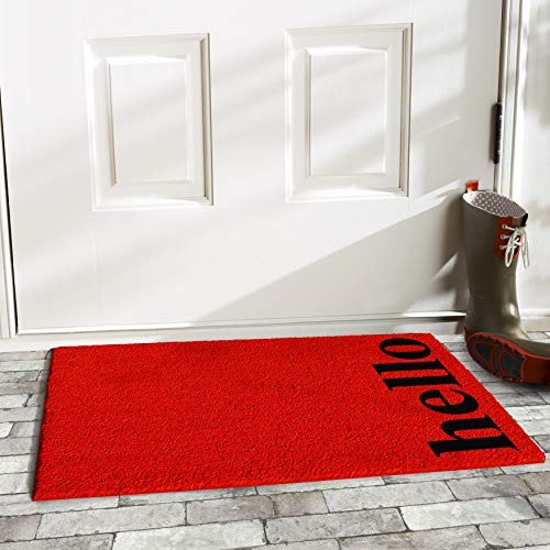 102652436RBB Vertical Hello Doormat, Red/Black, 24" x 36"