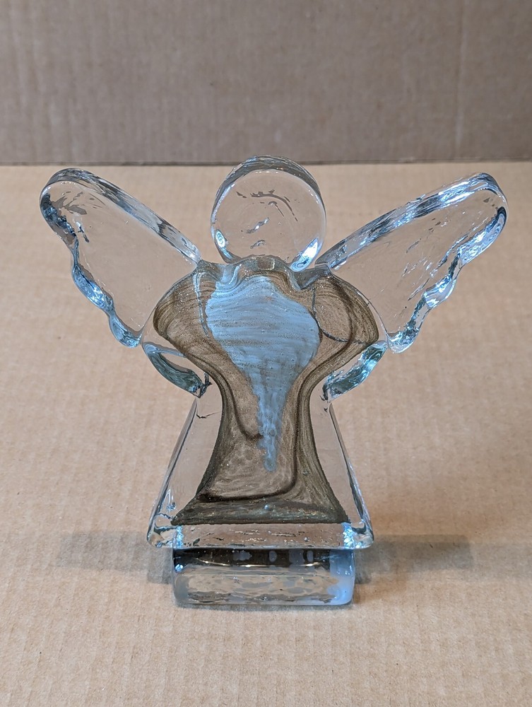 Solid Glass or Crystal Angel Block Style Vintage