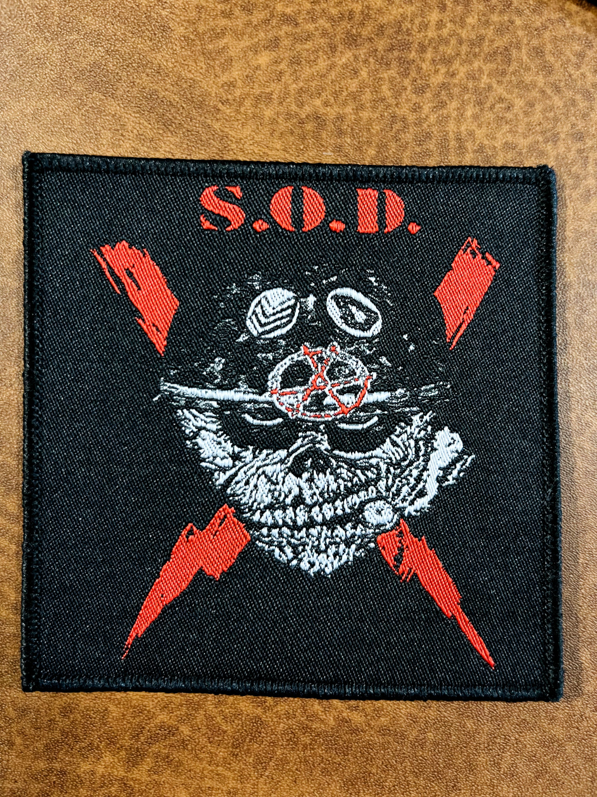 S,O,D, SEW ON BLACK BORDER WOVEN PATCH
