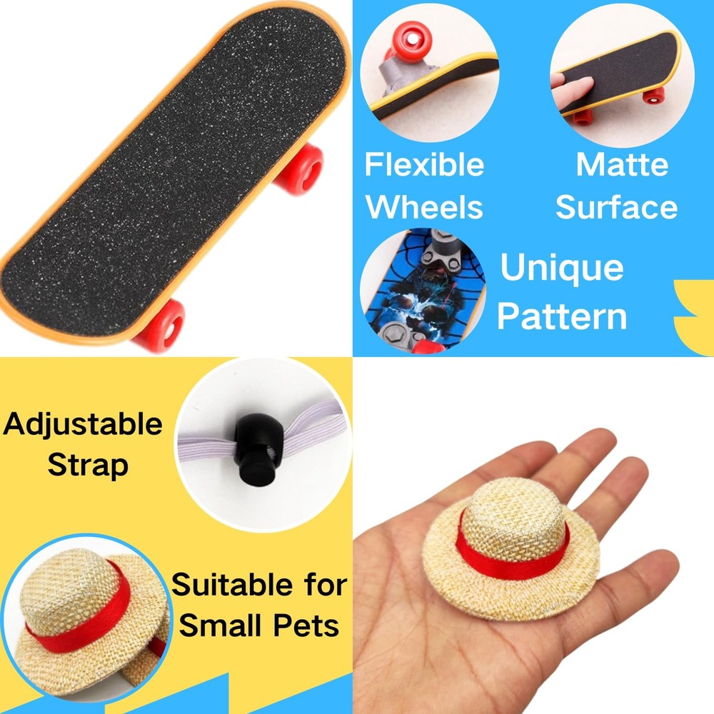 3 Pack Bearded Dragons Lizard Backpack Adjustable Hat and Mini Skateboard Fit...