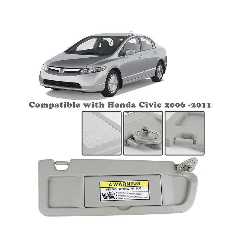 Pair Driver & Passenger Side Light Gray Sun Visor For 2006-2011 Honda Civic