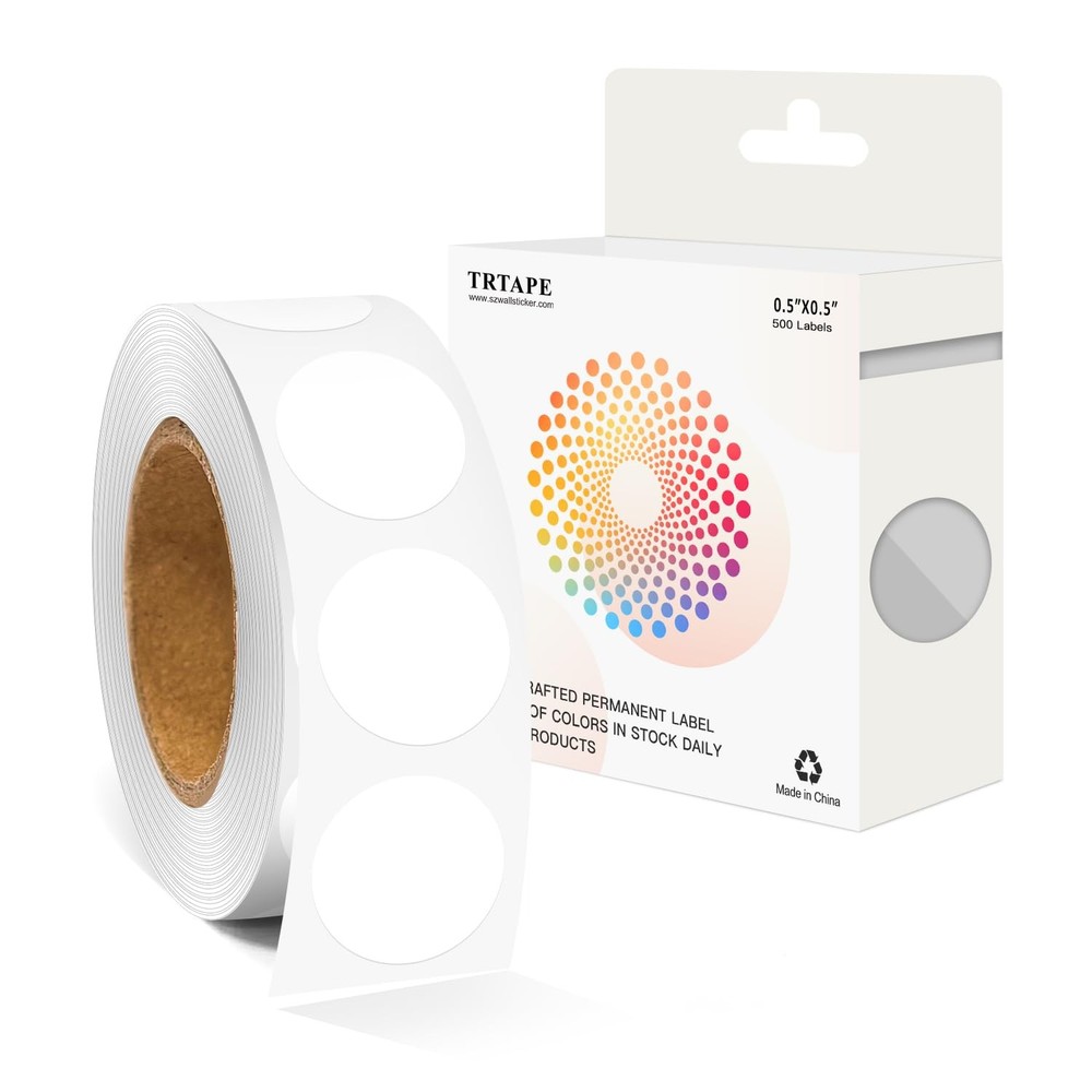 1/2 Inch Round Color Coding Labels (500 White Dots) - inch-500PCS,