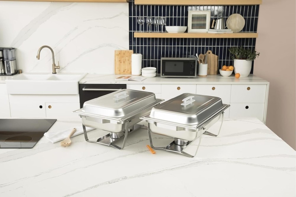 Convenient Foldable Chafing Dish Set - 8 Quart Stainless Steel Buffet Warmers