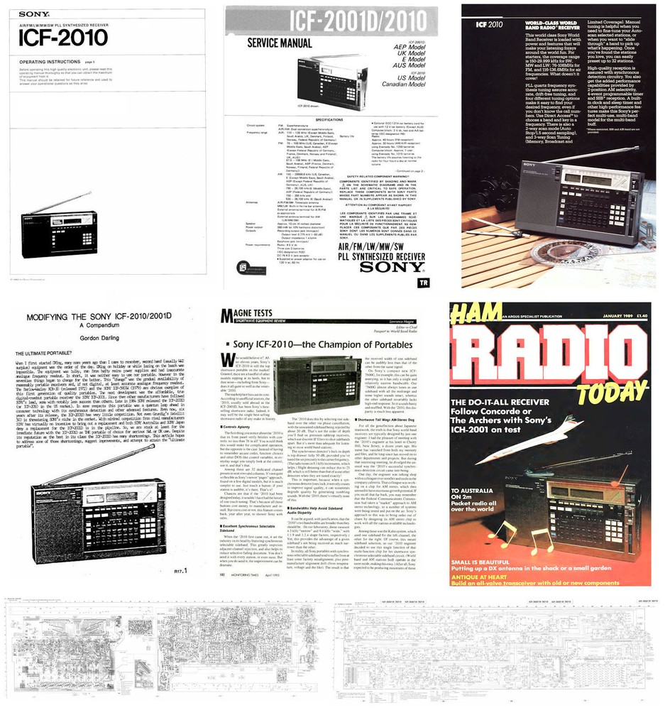 SONY ICF-2010 OWNERS + SERVICE MANUALS + 11x17" SCHEMATICS + MODS ++
