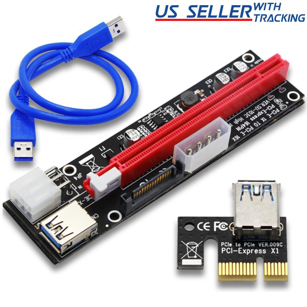 PCI-E 1x to 16x Powered USB3.0 GPU Riser Extender Adapter Card