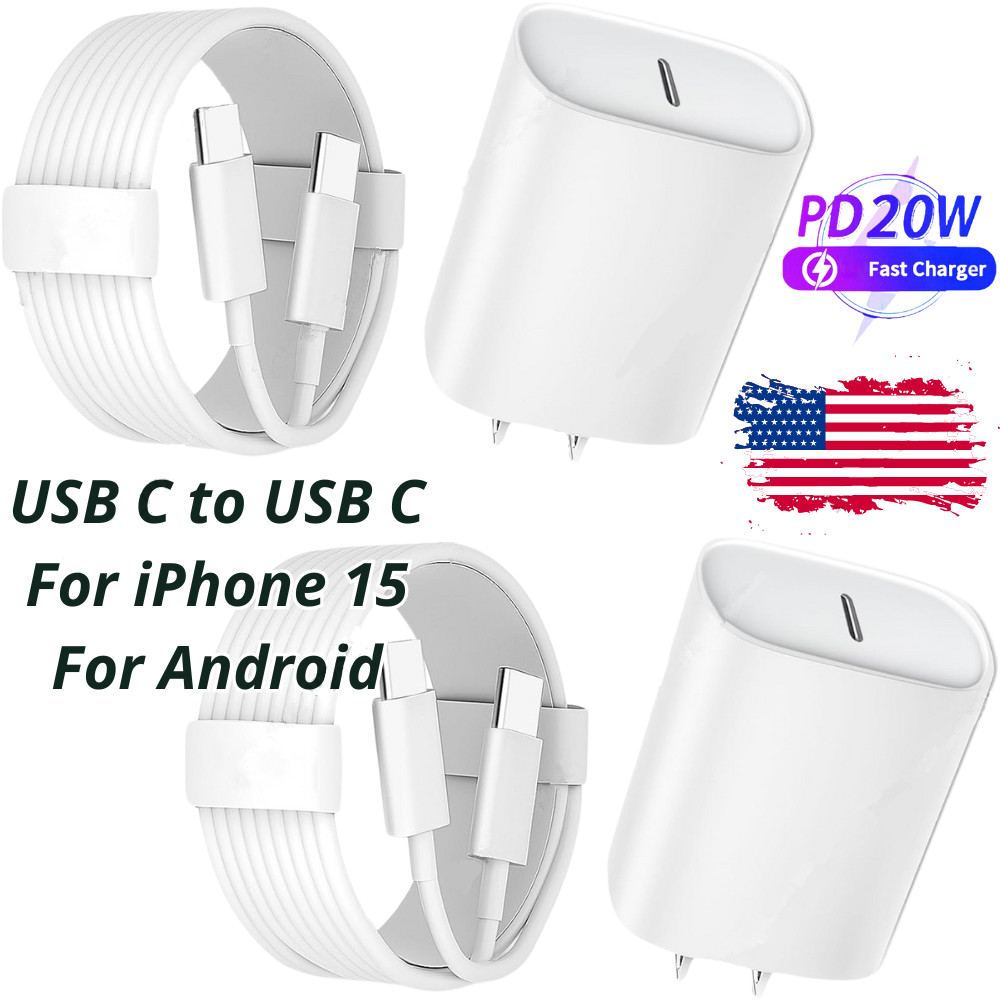 20W USB C Power Adapter Brick Fast Charger Cable For Android iPhone 15 iPad Pro