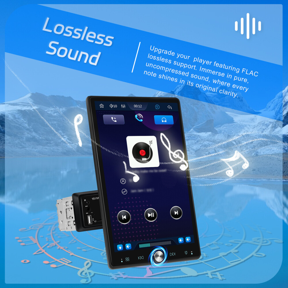 10.4" Single Din Touch Screen Stereo Bluetooth Radio Apple/Android Carplay+CAM