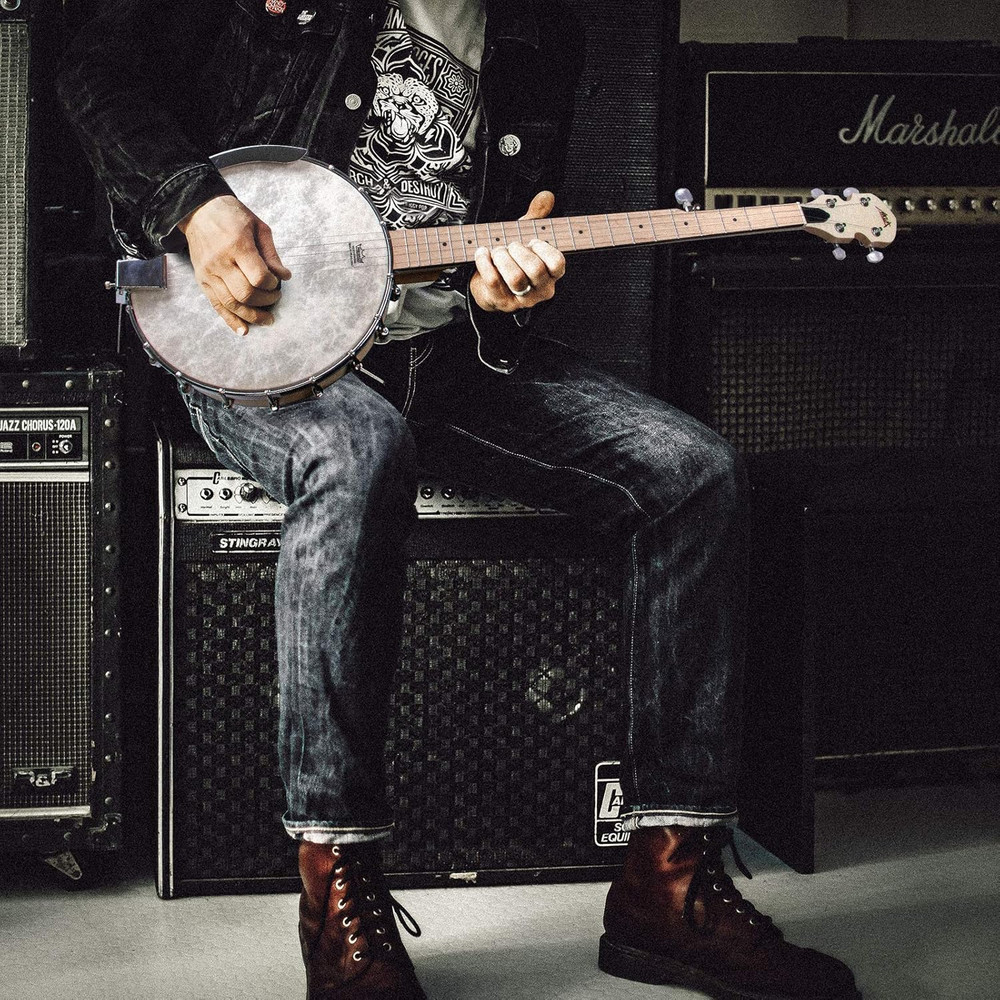 Full Size 5-String Open Back Banjo with Adjustable Maple Body, Remo Head & Acces