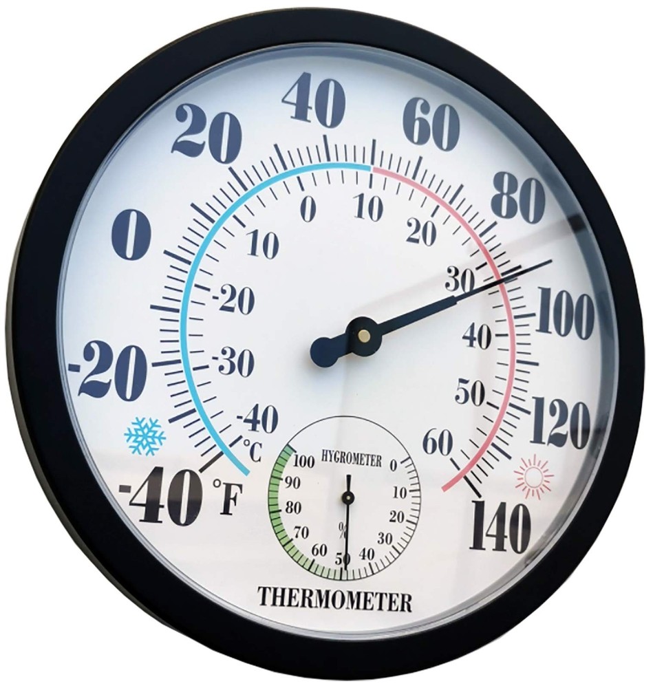 Indoor Outdoor Thermometer Large Wall Thermometer-Hygrometer Waterproof Does ...