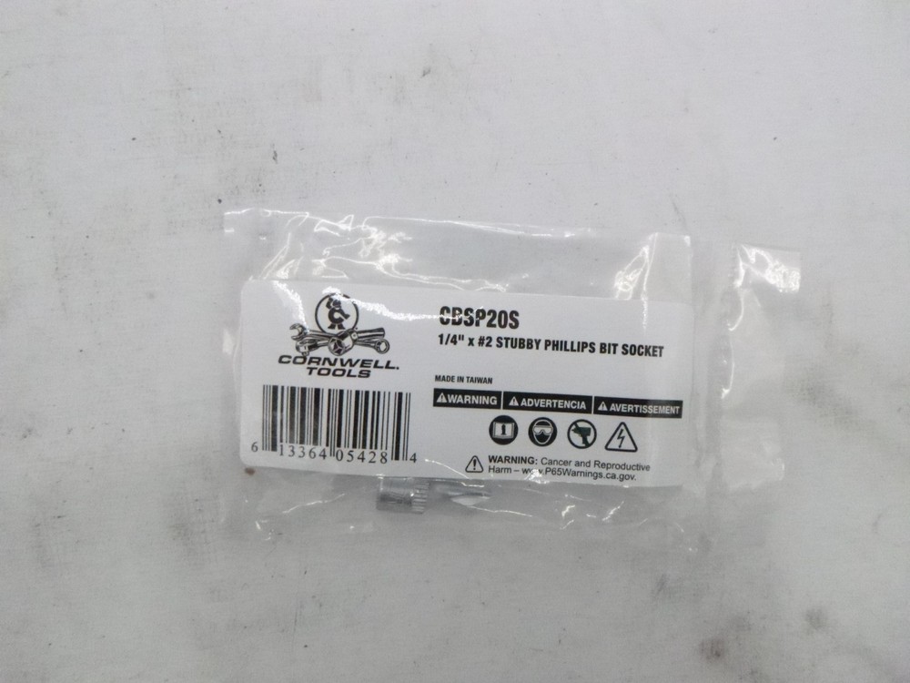 2 Pack Cornwell Tools 1/4" Drive x #2 Stubby Phillips Bit Socket CBSP20S