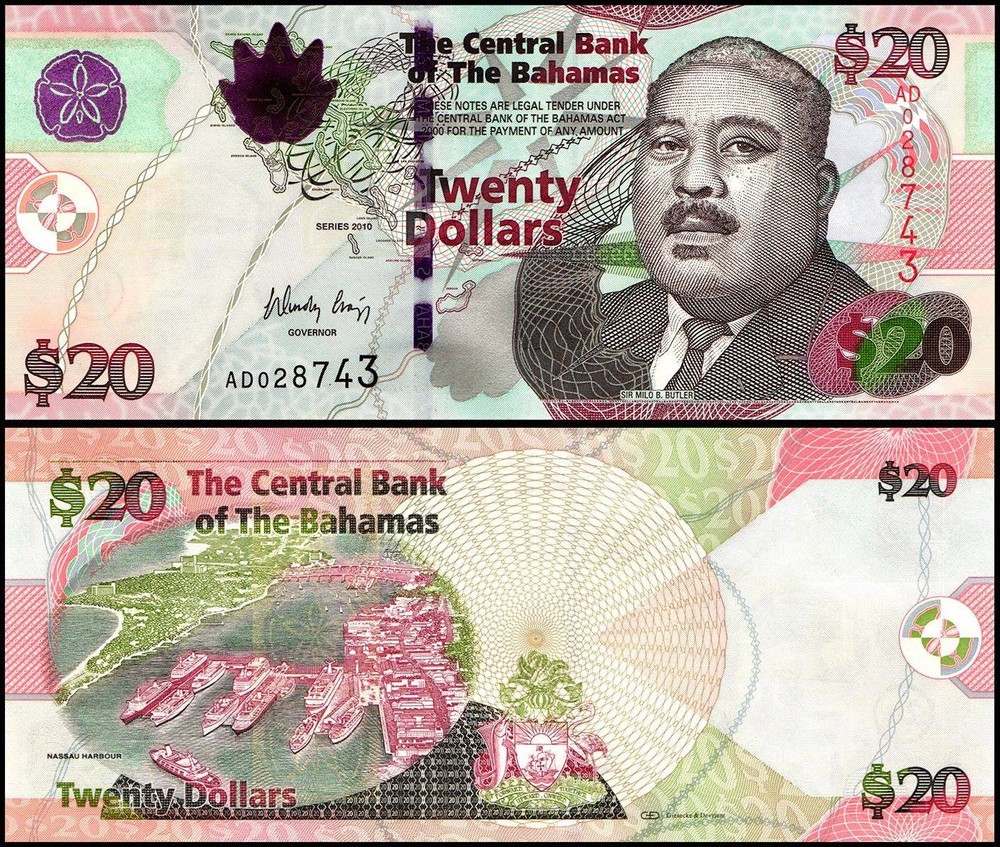 Bahamas 20 Dollars, 2010, P-74A, UNC