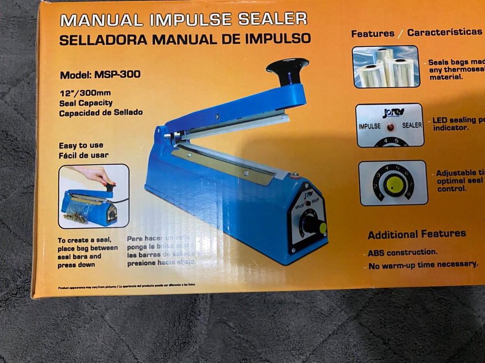 Jortech 12" 300mm Manual Impulse Sealer Selladora MSP-300 Bonus 2 Extra Elements