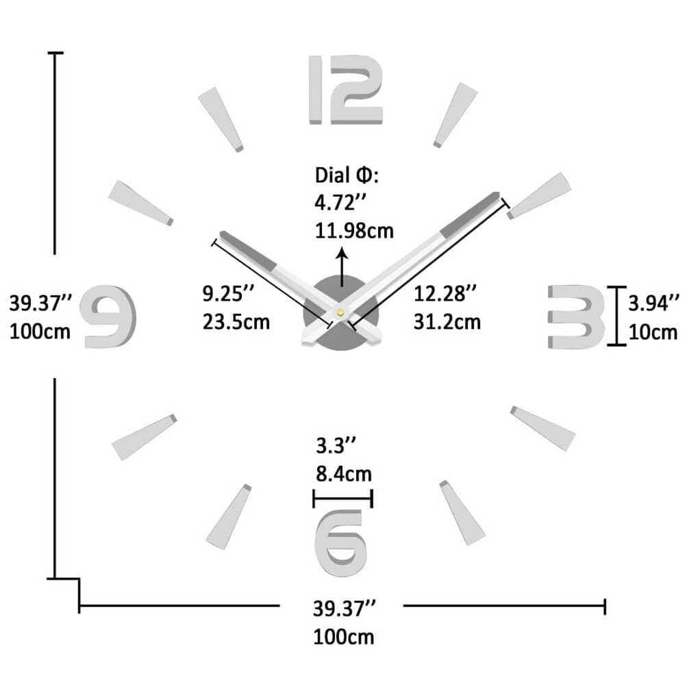 VANGOLD Large 3D Wall Clock DIY Wall Decoration Clock with Mirror Surface Sti...
