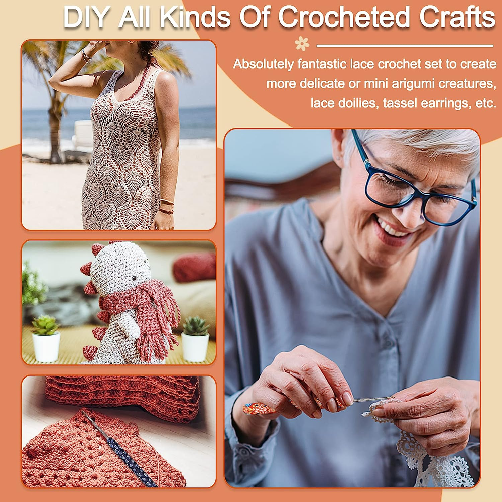 Warm Crochet Hook Set, 9 PCS, 0.5-2.5Mm, Extra Long, Ergonomic