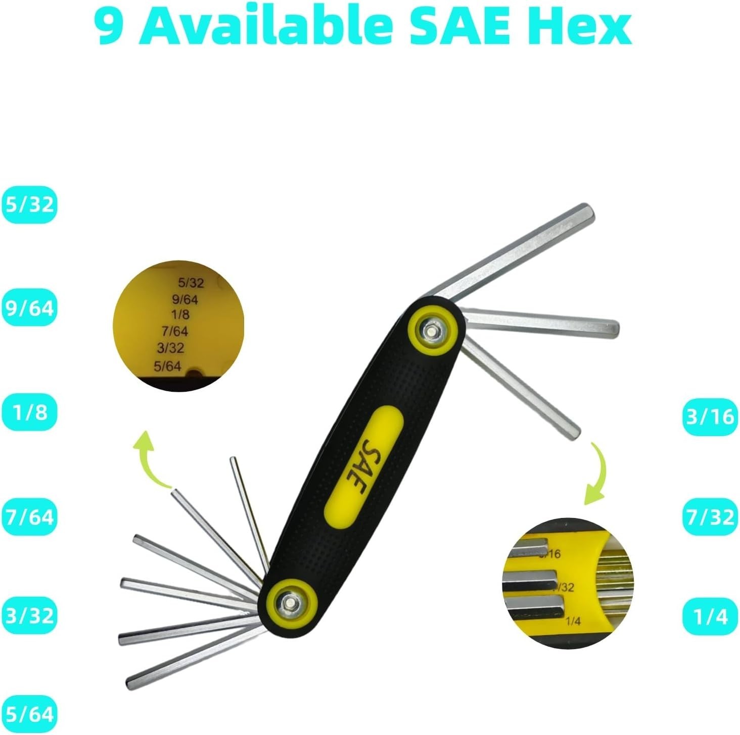 17-Piece Folding Allen Wrench Set | Metric & SAE Sizes | 2-Pack Portable Hex Too