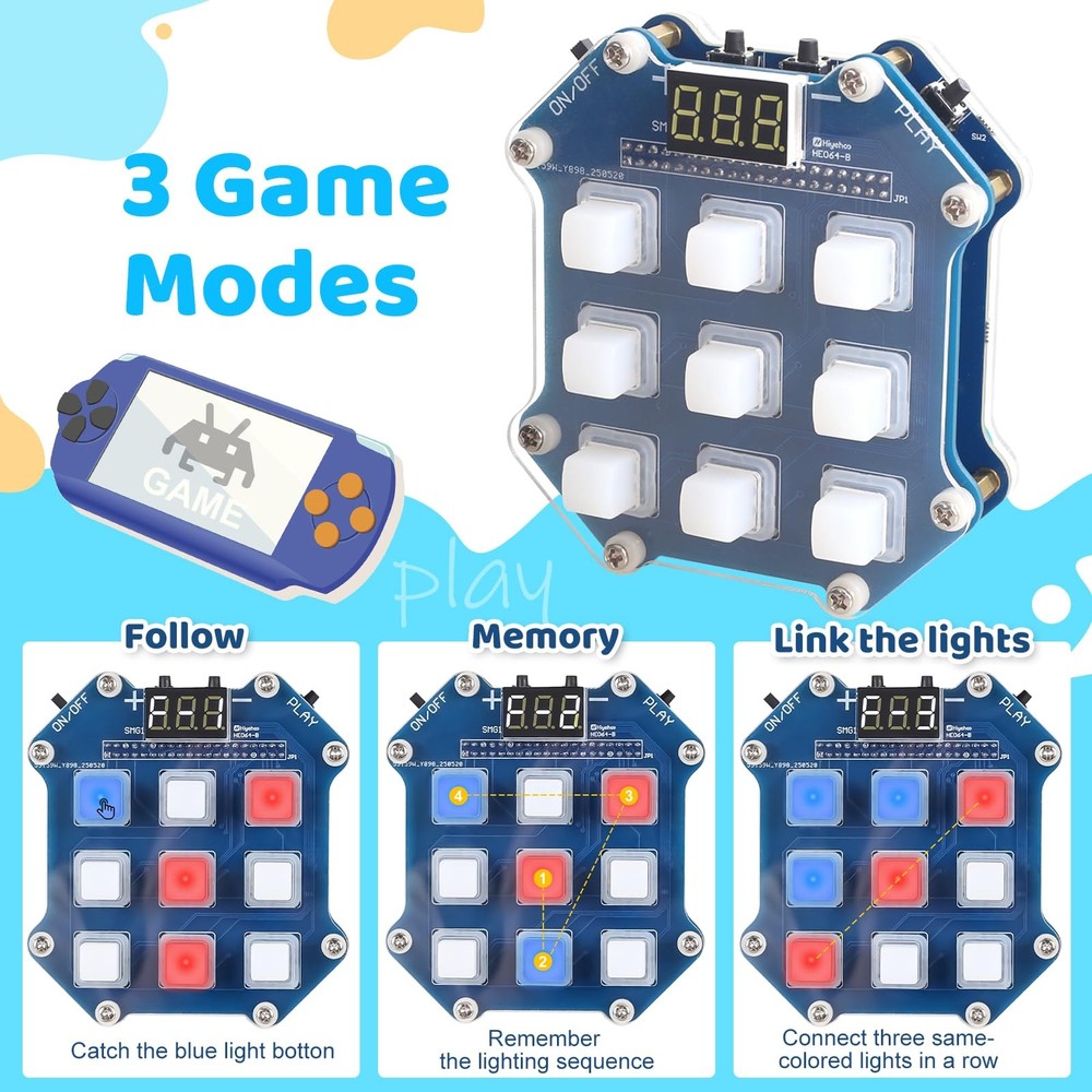 MIOYOOW 3-in1 Soldering Practice Kit, DIY Electronics Training Project with...