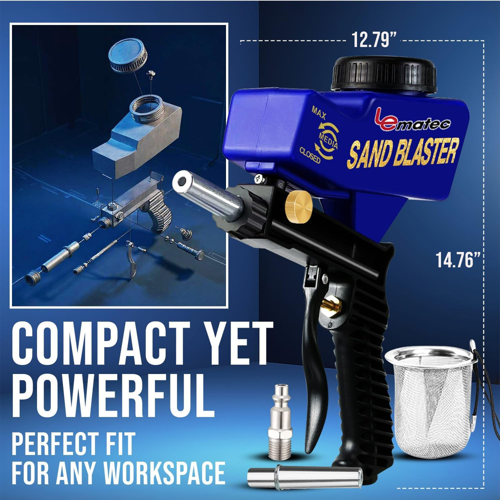 Sand Blaster Gun Kit for Air Compressor - Portable Sandblaster for Paint & Rust