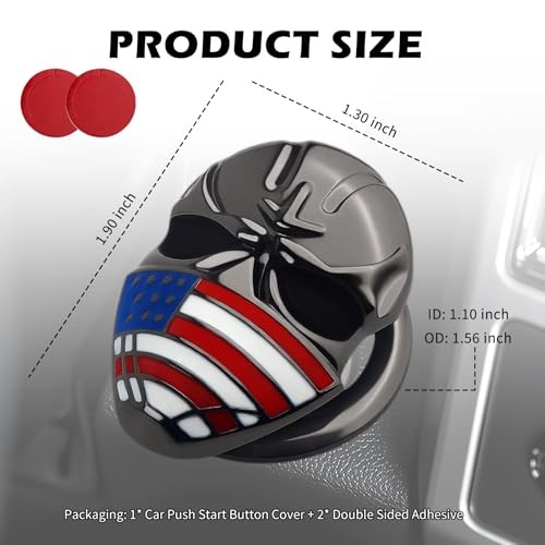 3D Skull Car Push Start Button Cover,Stylish Engine Start Button Cover with US