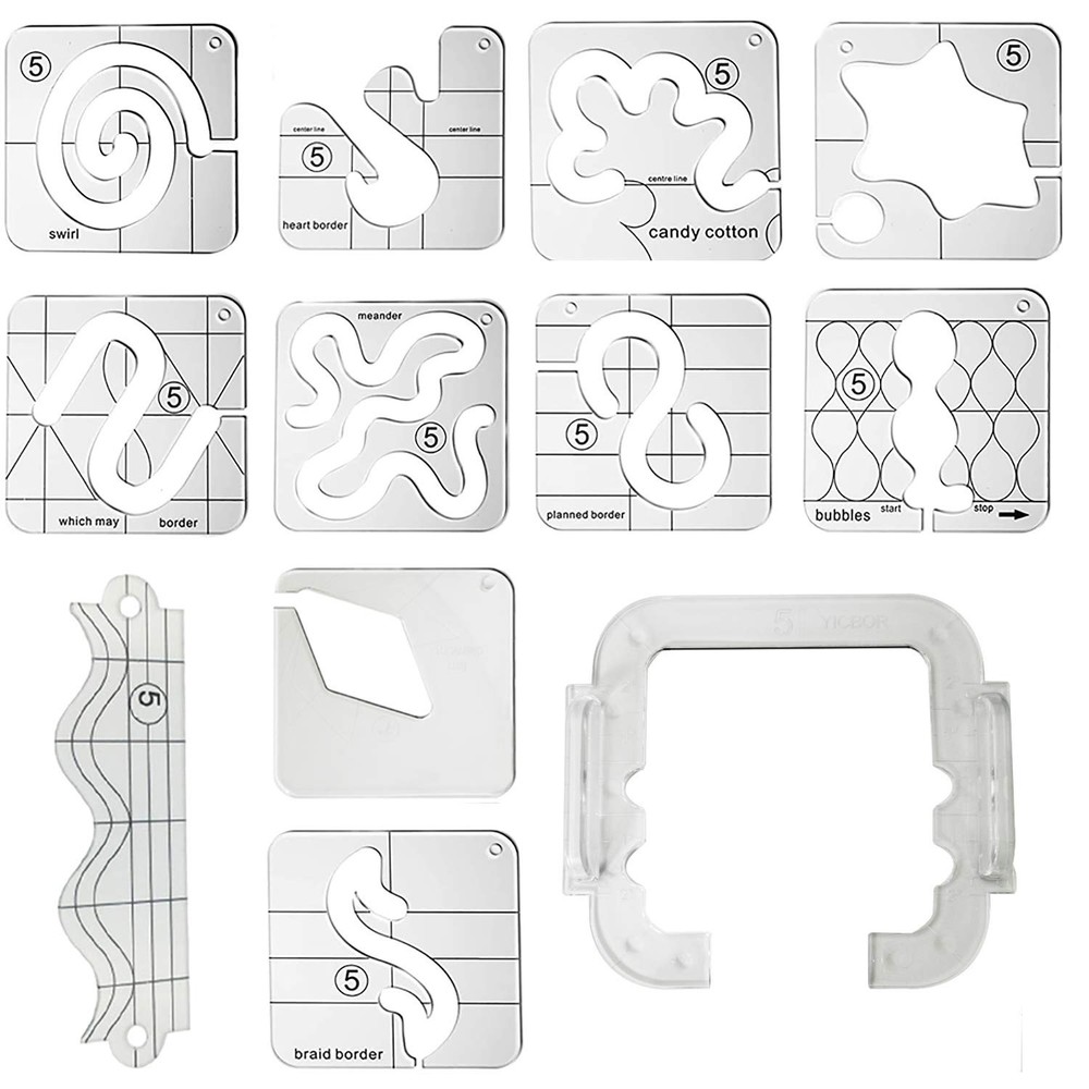 Motion Quilting Template Set with Quilting Frame for Domestic Sewing Machine ...
