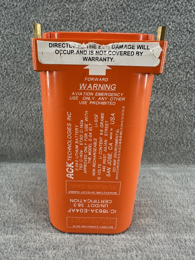 ACK TECHNOLOGIES E-04.0 - Replacement Battery For 406MHz ELT Exp:10/18/21. P