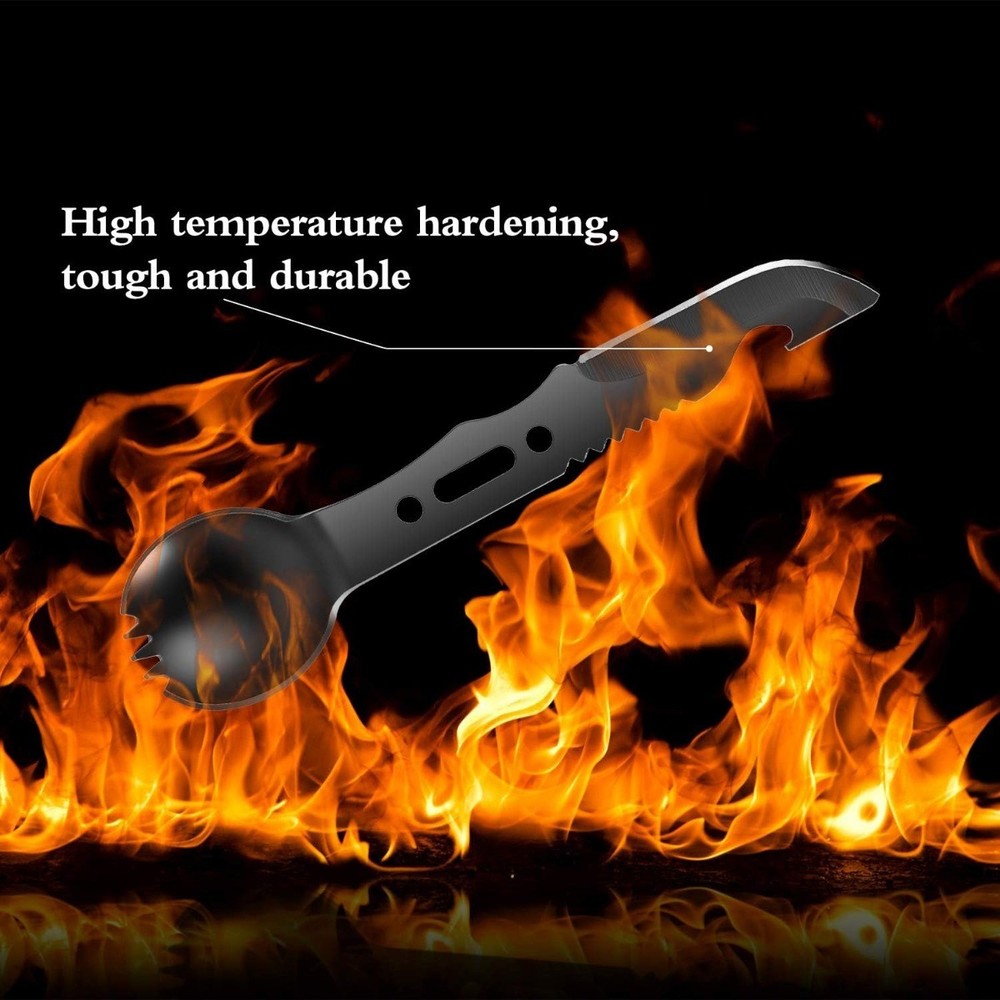 2 Pack Stainless Steel Spork and Knife Multi Function Camping Survival Flatware