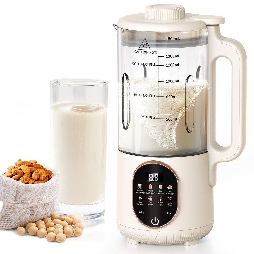 50oz Automatic Nut Milk Maker, Homemade Hot Soy Cow Maker Machine w/ Delay Start