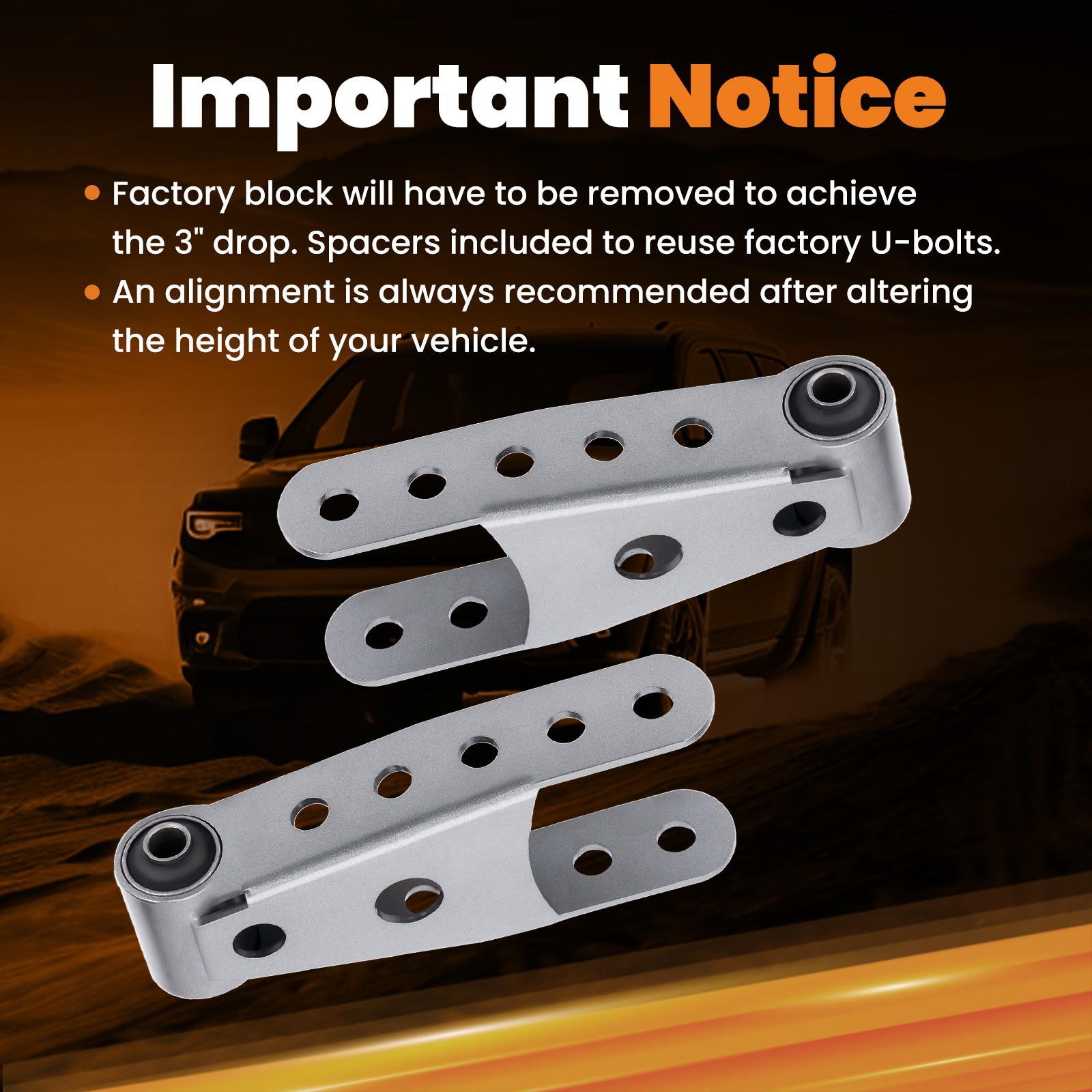 Rear 2"-3" Suspension Lowering Drop Shackles Kit for Chevy Silverado 1500 88-18