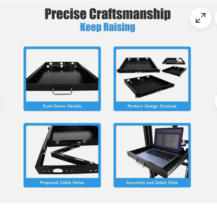 1U Rack Mount Sliding Keyboard Drawer 19" Keyboard Tray