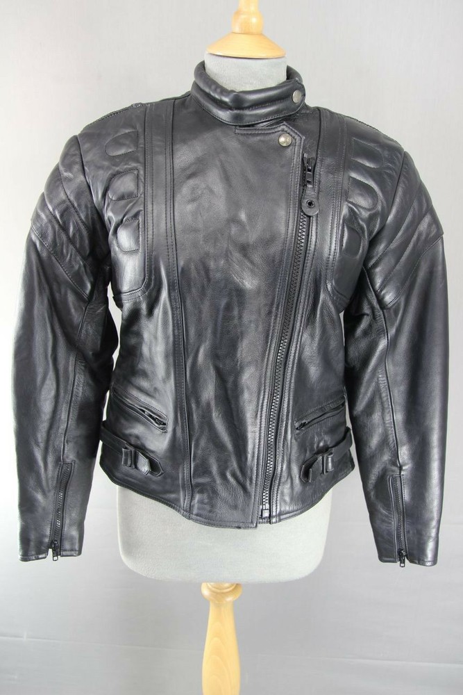 CLASSIC 'CHARLIE' BLACK LEATHER BIKER JACKET 34 INCH/MEDIUM