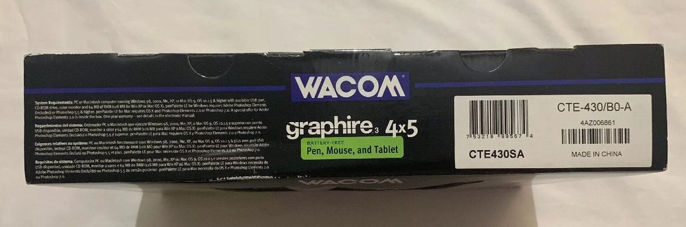 Wacom Graphire 3 4x5 USB Tablet w/Pen, Mouse & Software CD's CTE430SA New Sealed