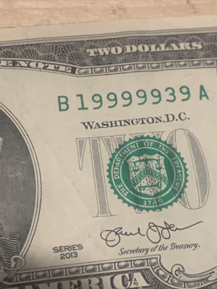 2013 $2 dollar bill Wild Number