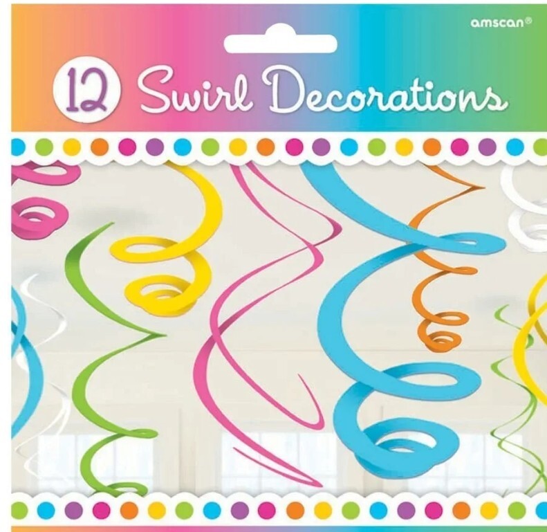 Multicoloured Swirl Party Decorations – 2 Pack Ceiling Twirls