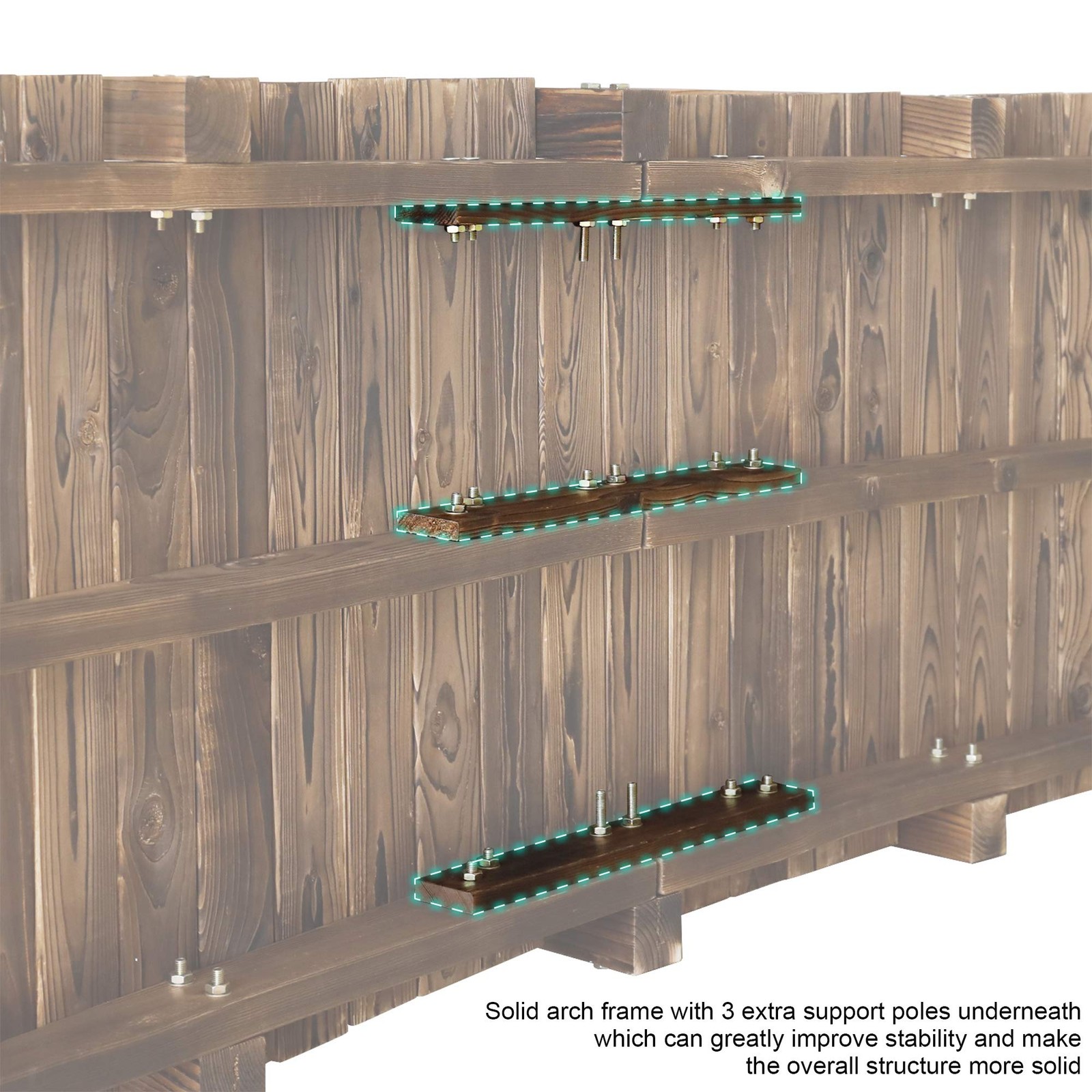 5FT Wooden Garden Bridge Arch Stained Finish Footbridge Decorative Backyard B...