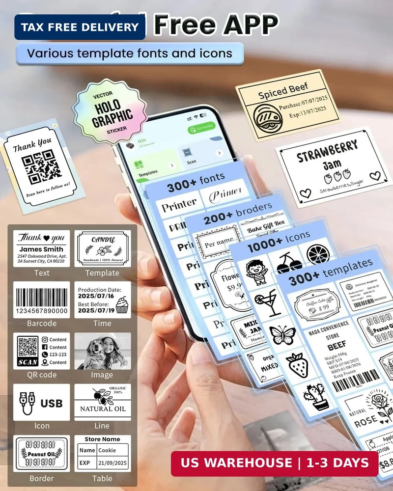 Label Makers, Label Maker Machine with Tape, Bluetooth Label Maker, Portable The