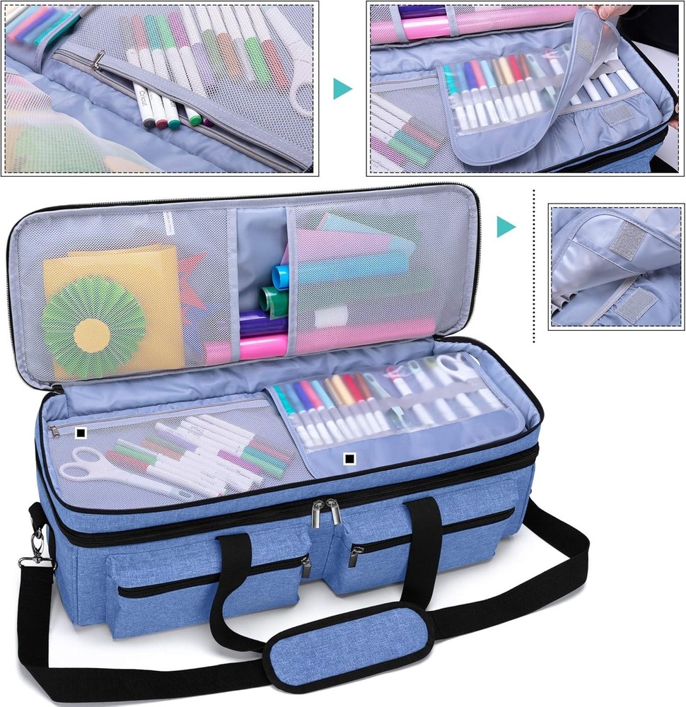 Blue Double-Layer Bag for Cricut Explore & Maker - Portable & Functional