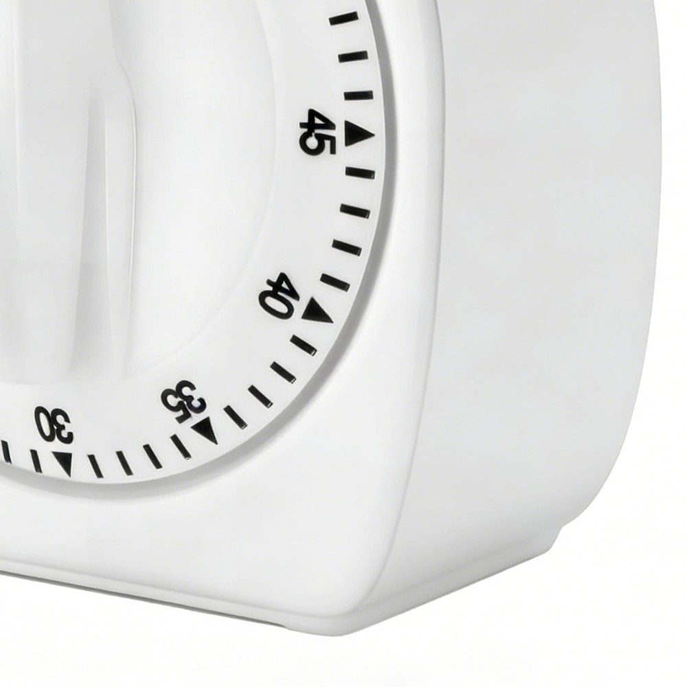60-Minute Wind-Up Mechanical Timer Loud Alarm Visual Countdown White