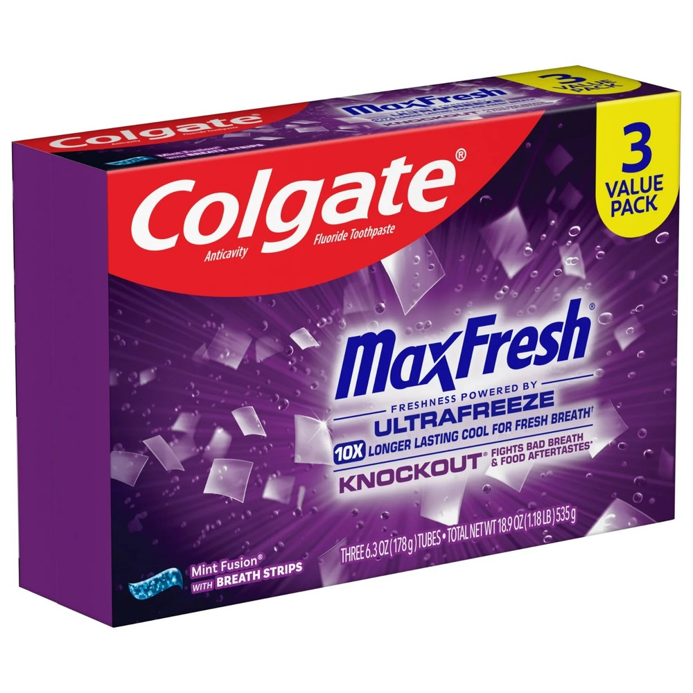 Colgate Max Fresh Knockout Toothpaste, Whitening Toothpaste with Mini Breath