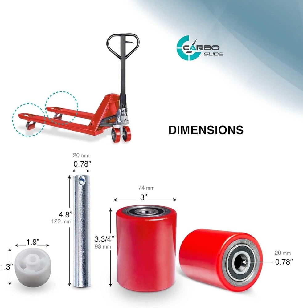 High-Performance 3" Pallet Jack Wheel Set with Bearings & Entry Rollers