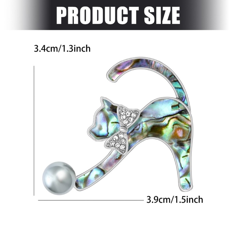 Versatile Shell Cats Pin Featuring Crystal Embellishments And Secure Fastener