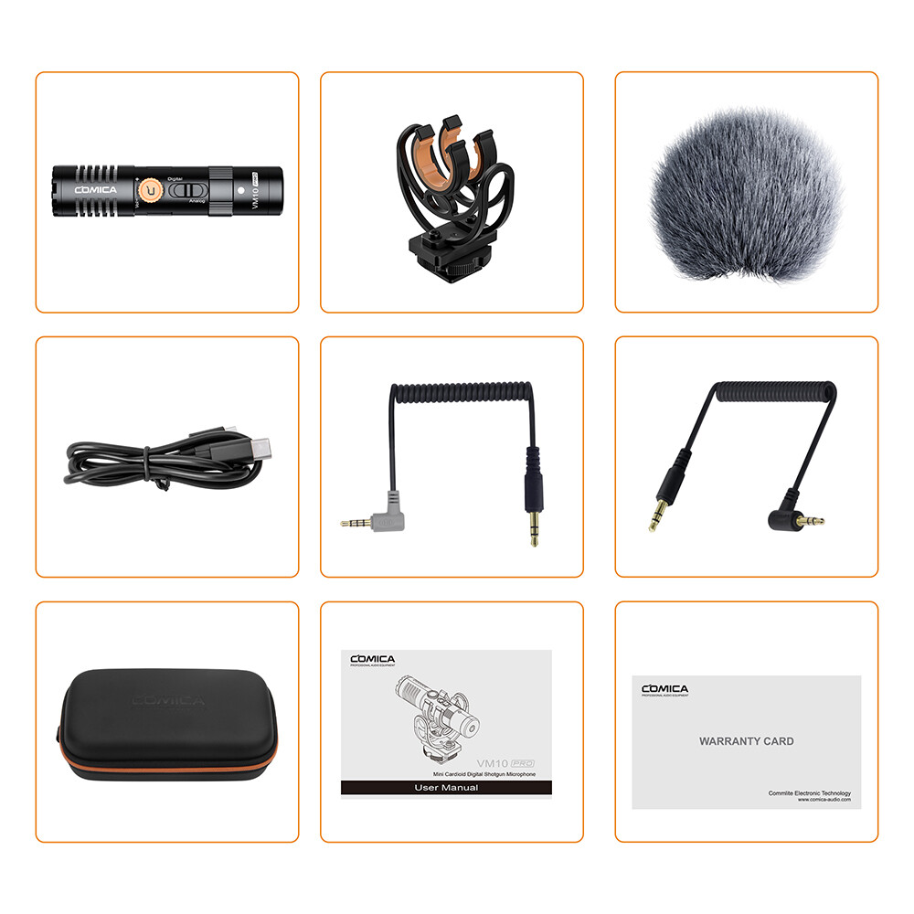 Comica VM10 Pro Camera Shotgun Microphone with Shock Mount,Gain Control,Deadcat