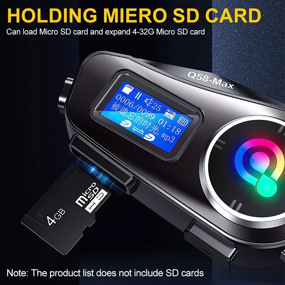 Motorcycle Intercom Music Bluetooth Helmet Headset LCD Display Waterproof